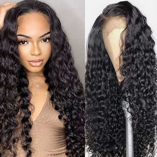 Water Wave Wigs Human Hair Transparent Lace Front
