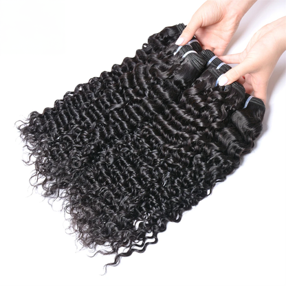 Remy Brazilian Deep Curly Hair Bundles With Closure