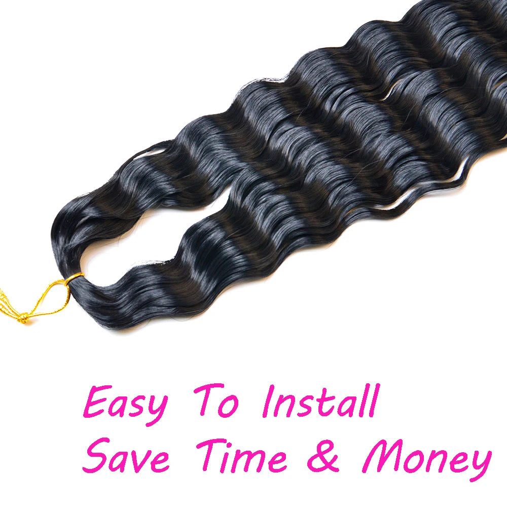 Synthetic Long Deep Wave Twist Crochet Hair Soft Natural Hair Extensions
