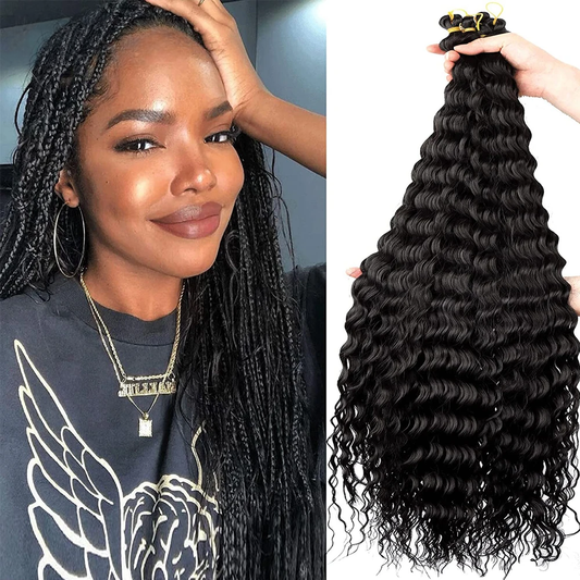 Synthetic Long Deep Wave Twist Crochet Hair Soft Natural Hair Extensions