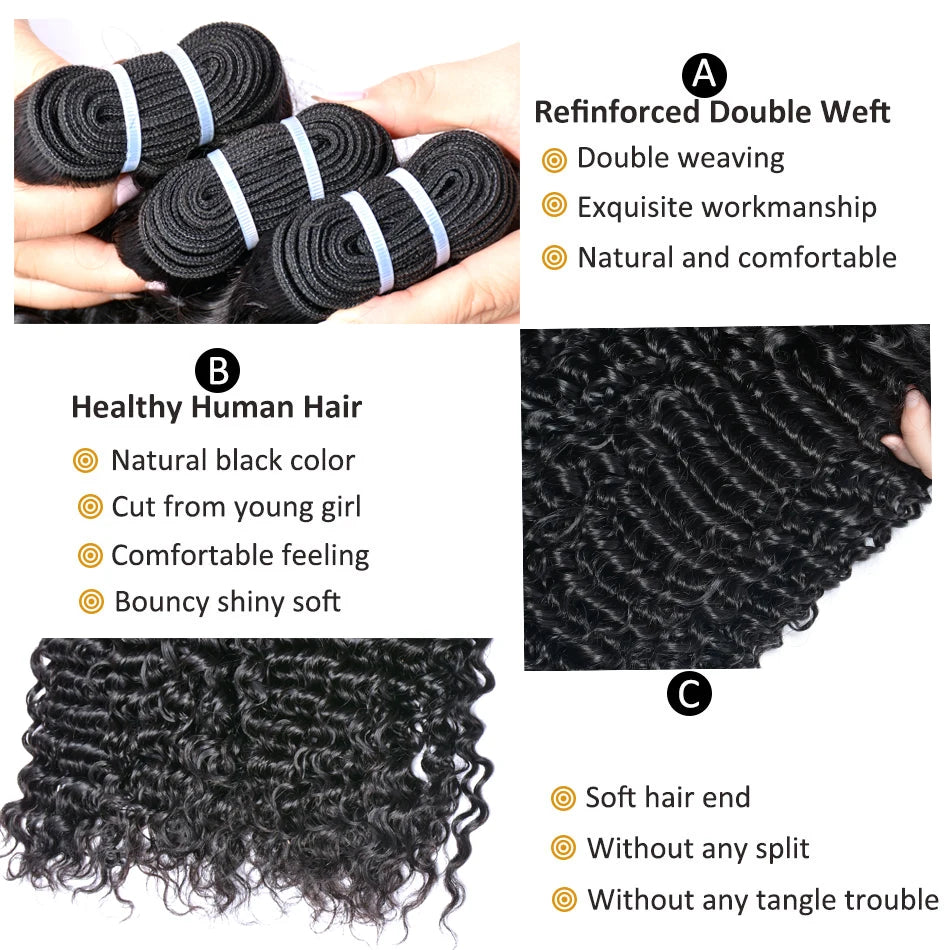 Remy Brazilian Deep Curly Hair Bundles With Closure