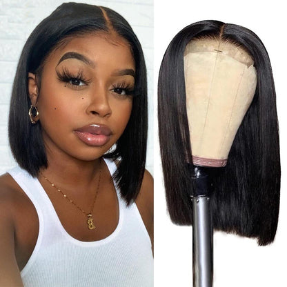 Bob Wig Human Hair Straight Transparent Lace Front Wig