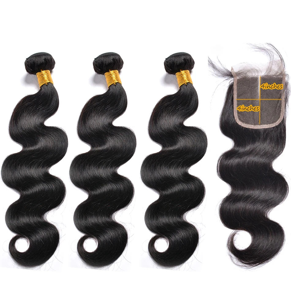 Bundles With Closure Brazilian Hair Extensions