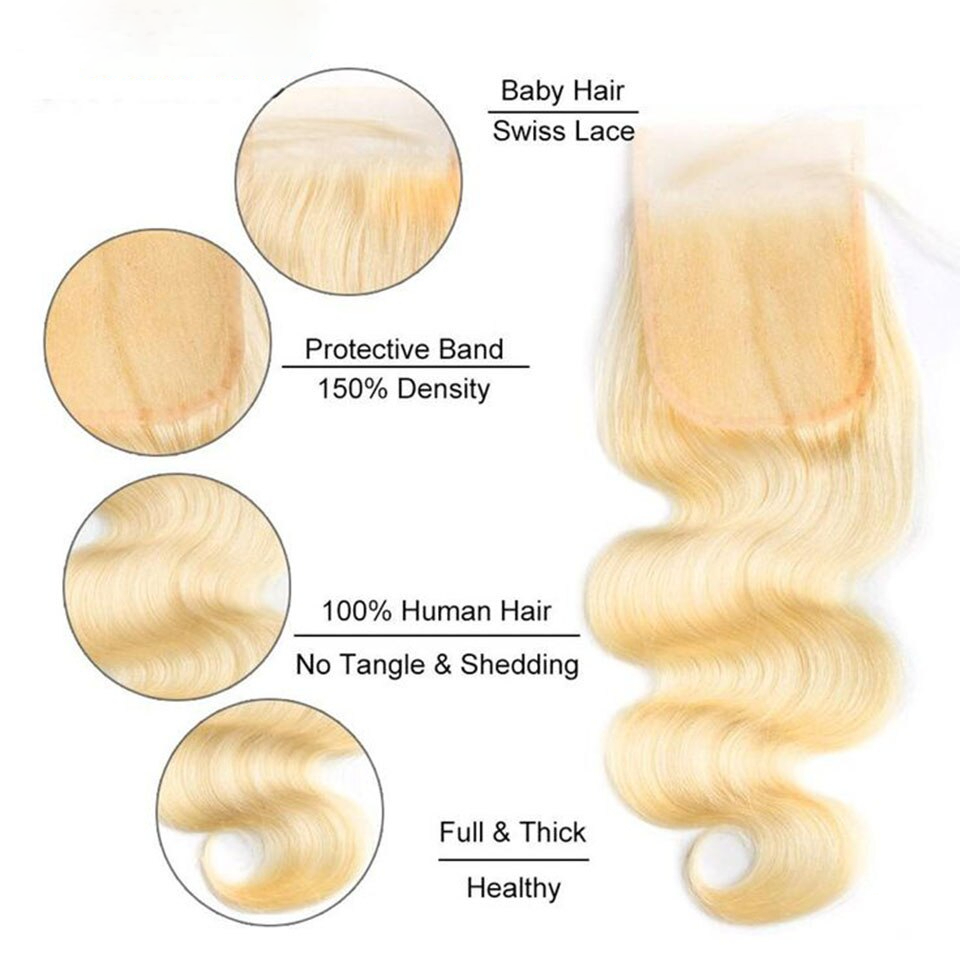 Blonde Body Wave Human Hair Lace Closure