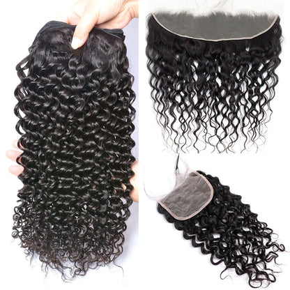 Water Wave Bundles With Closure HD Transparent Lace Frontal