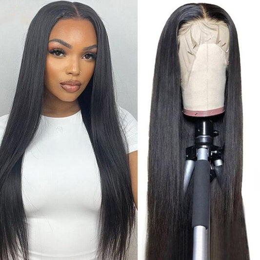 Transparent Lace Front Human Hair Wigs in a Straight 13x4 Size