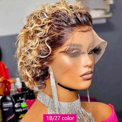 Curly Pixie Cut Human Hair Wigs for Women