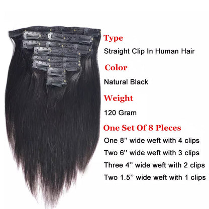 Peruvian Remy Human Hair Extension Clip Ins in Natural Color