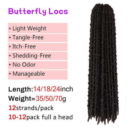 Soft Long Butterfly Locs Pre looped Distressed
