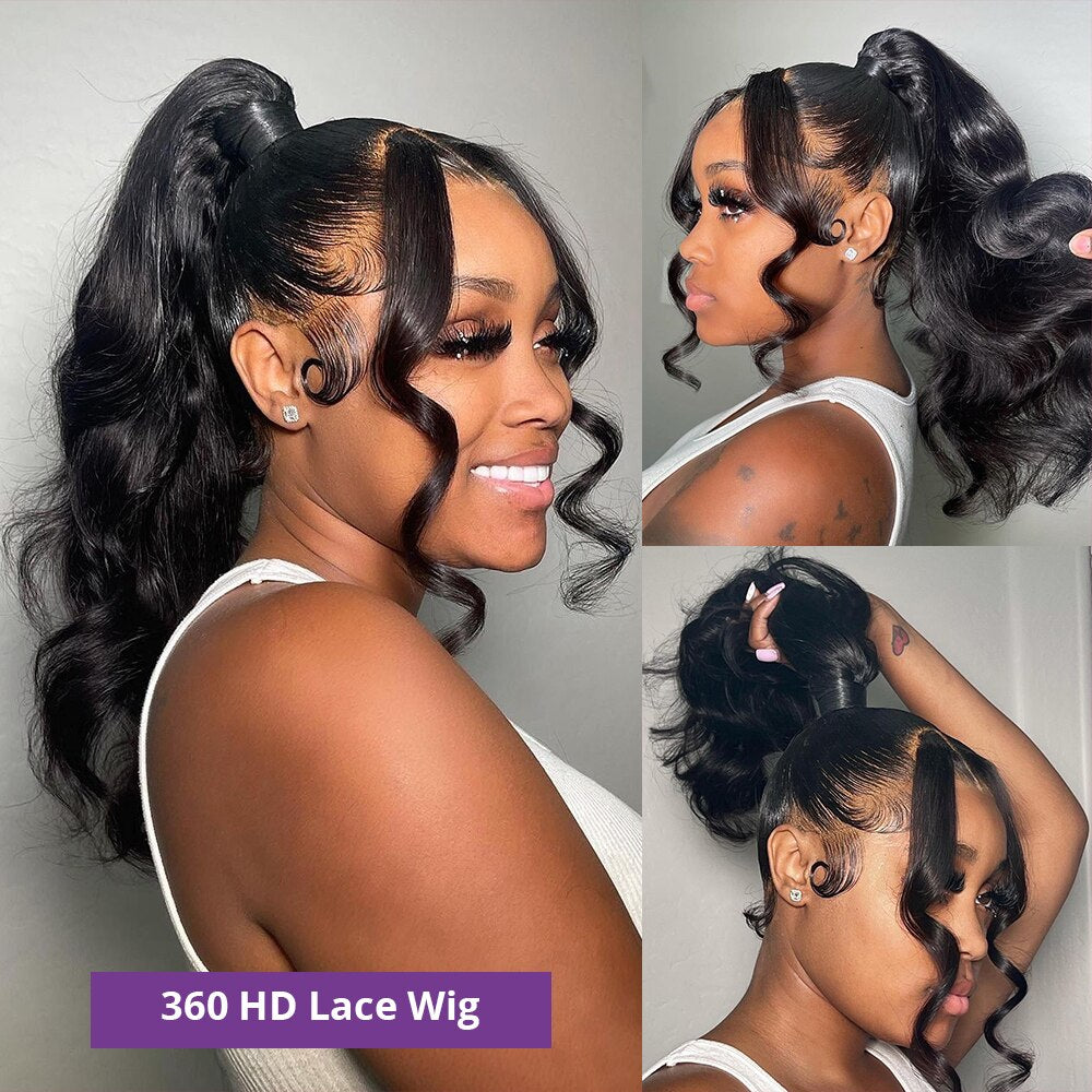 High ponytail 180 Density Human Hair Wigs For Women in Transparent 13x4 HD Lace Frontal Wig