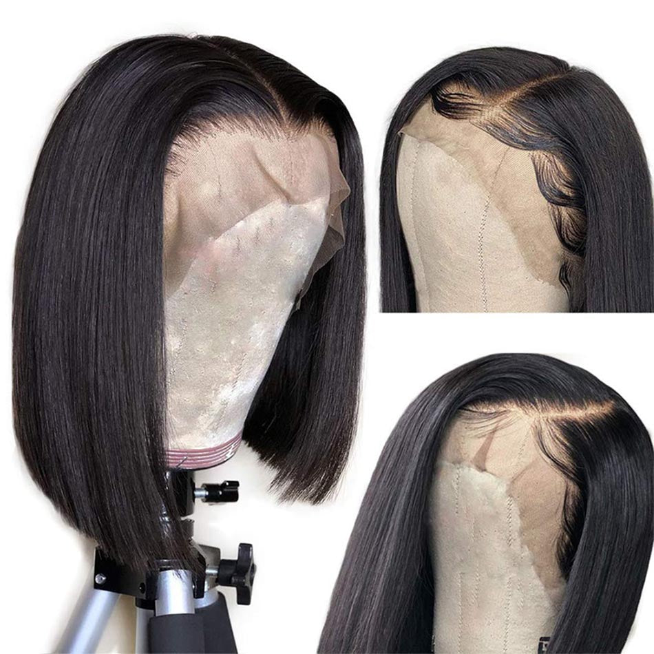 Bob Wig Human Hair Straight Transparent Lace Front Wig