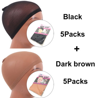 Packs Beige Black Brown Wig Cap
