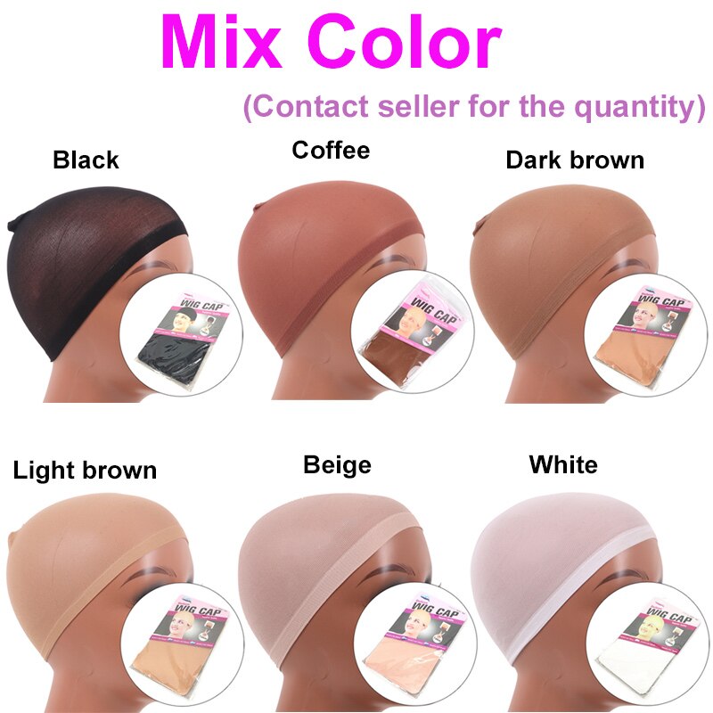 Stretchy Stocking Caps For Wigs Beige 20 Pieces Wig Caps in Bulk Brown Black Nylon Wig Hats Hairnets For Weave For Women