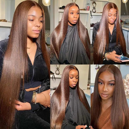 Honey Brown Straight HD Lace Front Human Hair