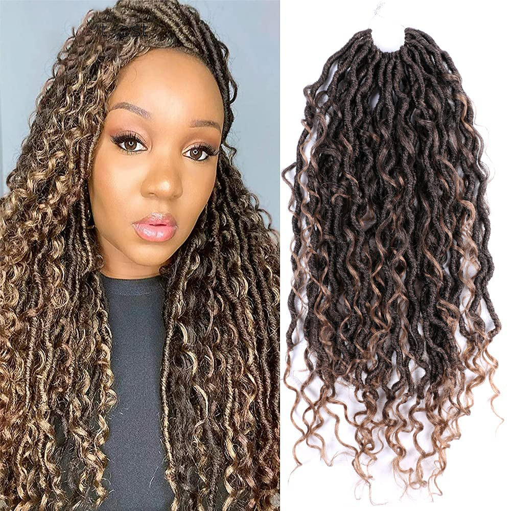 Faux Locs Wavy Crochet With Curly Hair Synthetic Braiding Hair Extension