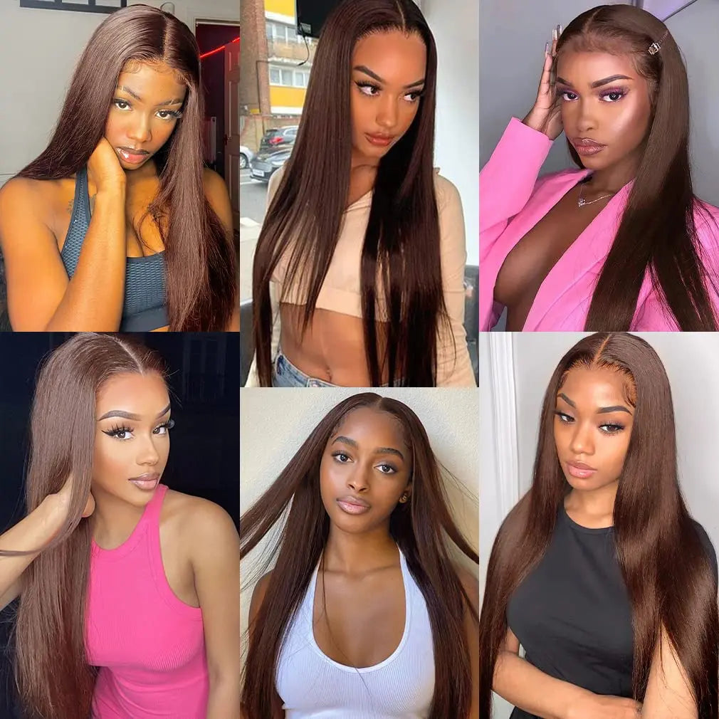 Chocolate Brown Colored Full Lace Frontal Human Hair