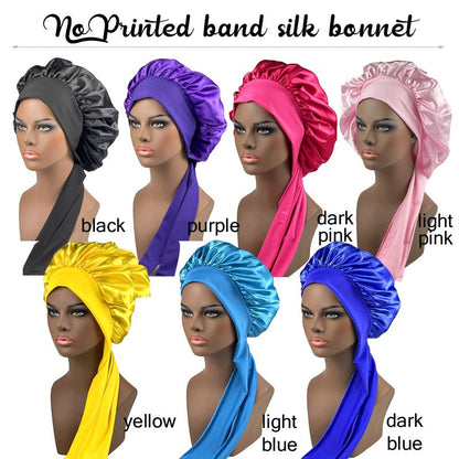 Silk Night Cap Bonnet With Headband Silk Scarf Sleep Hat Large
