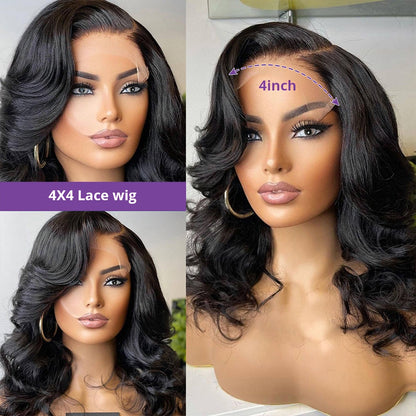 Natural Color Lace Closure Wigs For Women HD Transparent Body Wave
