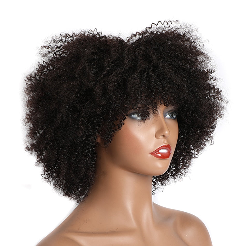 Full Machine Inexpensive Wig Human Hair Wigs Afro Kinky Curly Wigs