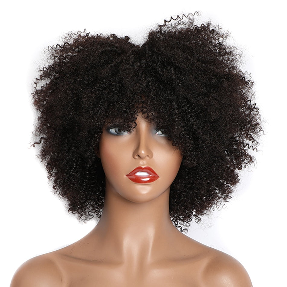 Full Machine Inexpensive Wig Human Hair Wigs Afro Kinky Curly Wigs
