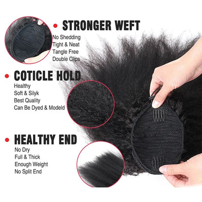 Afro Kinky Curly Drawstring Ponytail Extensions Remy
