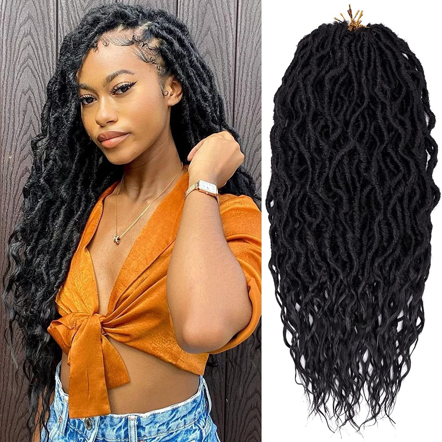 Silky Pre-Looped Crochet Braids With Curly Ends For Locs